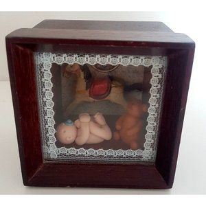 Beautiful Rare Miniature Baby Child Room Wood 3D Shadow Box Picture Box Diorama